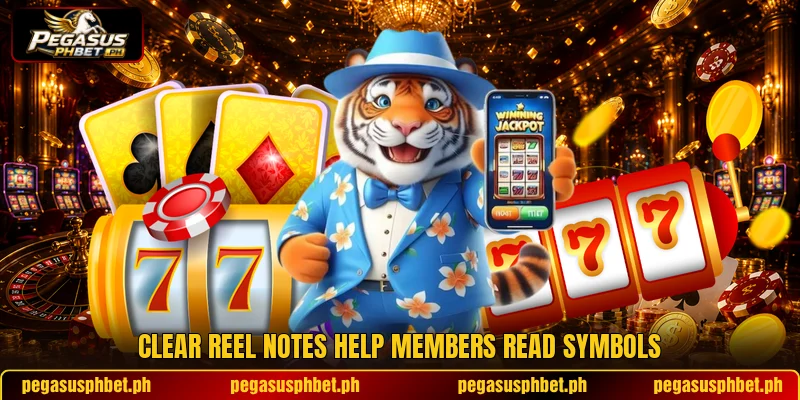 Clear reel notes help members read symbols Clear reel notes help members read symbols