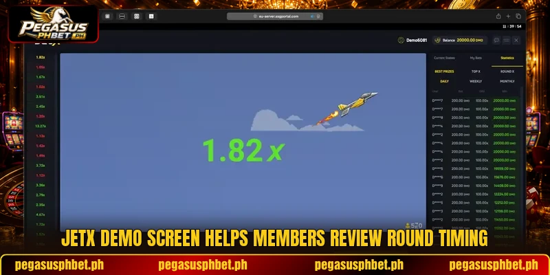 JetX demo screen helps members review round timing JetX demo screen helps members review round timing