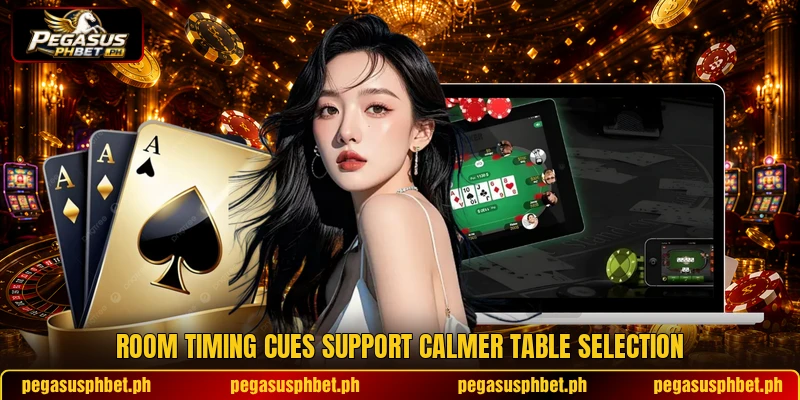 Room timing cues support calmer table selection
