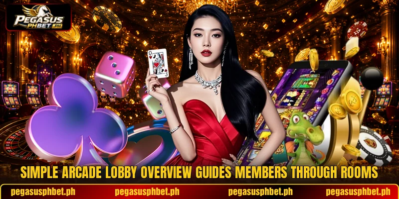 Simple arcade lobby overview guides members through rooms